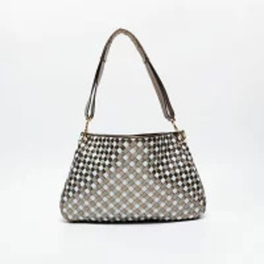 Bottega Veneta Metallic Leather Intrecciato Shoulder Bag Gold